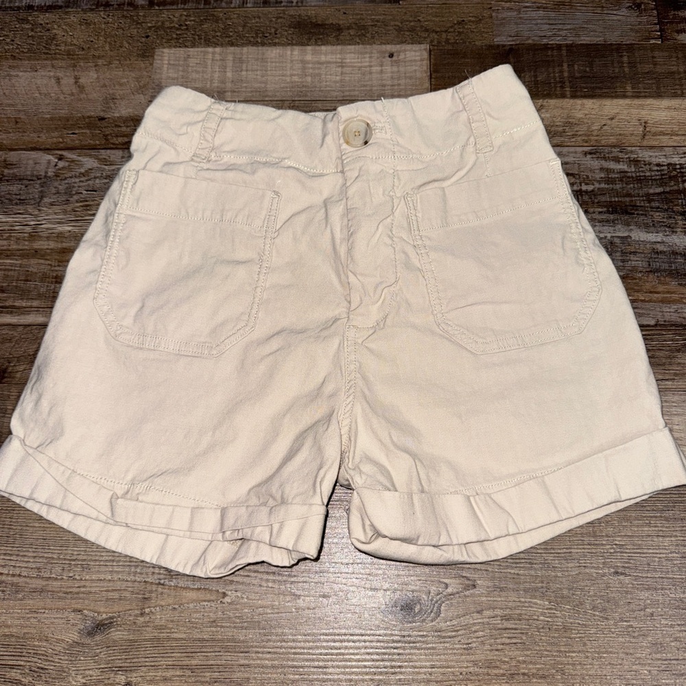 Anthropologie Linen Blend Rolled Cuff Shorts Size 25 Beige Summer Shorts